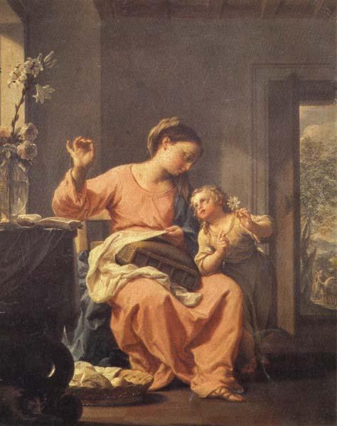 Francesco Trevisani Madonna Sewing with Child oil painting image